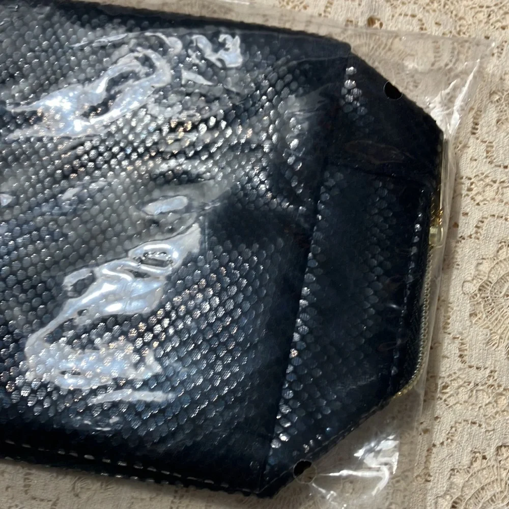 Black Tarte Cosmetic Bag with Snakeskin Look